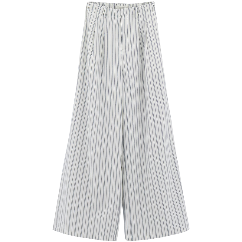 moussy 【趙露思同款】舒適通勤風(fēng)條紋闊腿褲休閑褲女028HSZ30-1741 015花紋白色 M