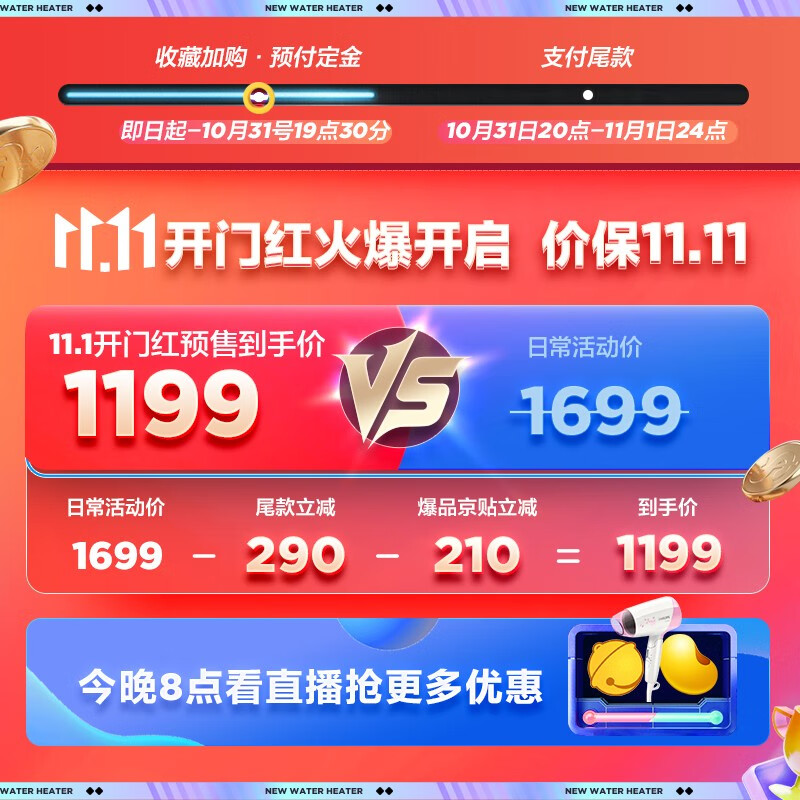 海尔（Haier）安心浴60升电热水器 3300W变频速热6.5倍增容换季调温健康灭菌WIFI智控专利防电墙EC6002-KM3U1