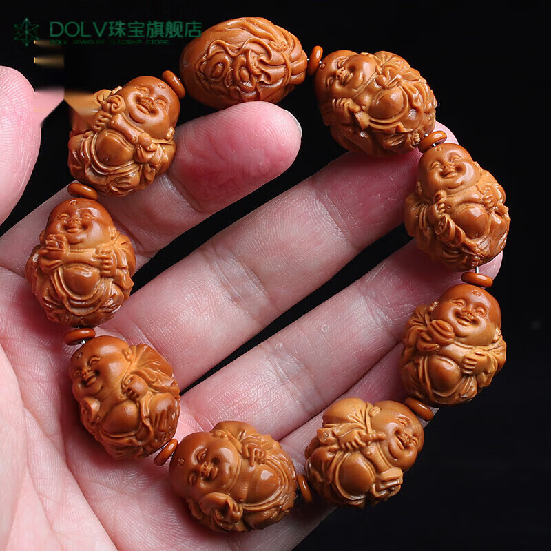 dolv弥勒佛橄榄核手串苏工精品老油核文玩手工八宝童子八宝弥勒手链