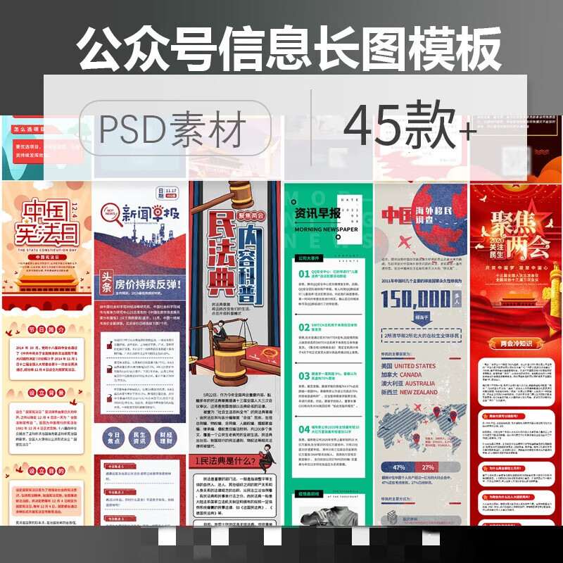 创意公众号商务图解信息数据报告资讯信息长图psd设计素材模板图 标准