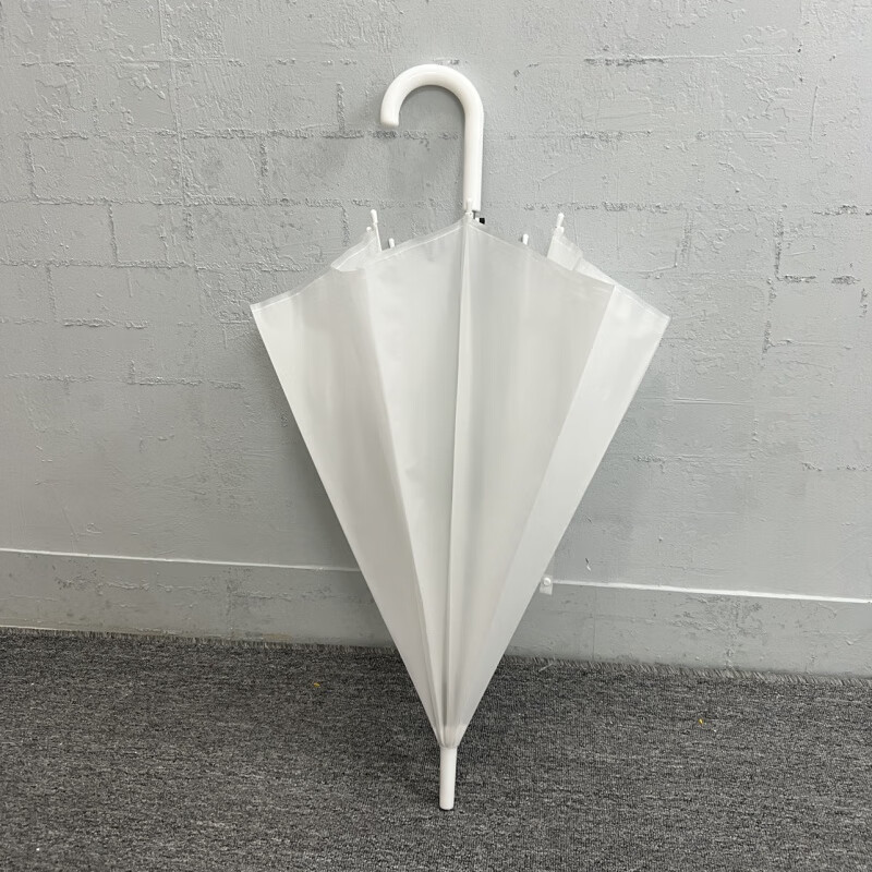 lism新款纯白色磨砂雨伞少女心森系网红街拍纤维防风学生长柄伞 白色