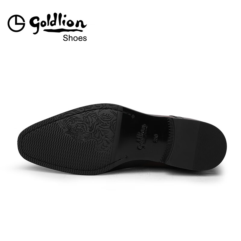 金利来（Goldlion）男鞋皮鞋男布洛克皮鞋轻奢英伦商务正装鞋男士西装鞋婚鞋德比鞋男 棕色 42