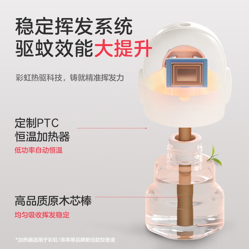 彩虹电热蚊香液(灭蚊液)套装无味驱蚊电蚊香液家用温和(灭蚊器) 53ml*3瓶+1器【驱蚊210夜】