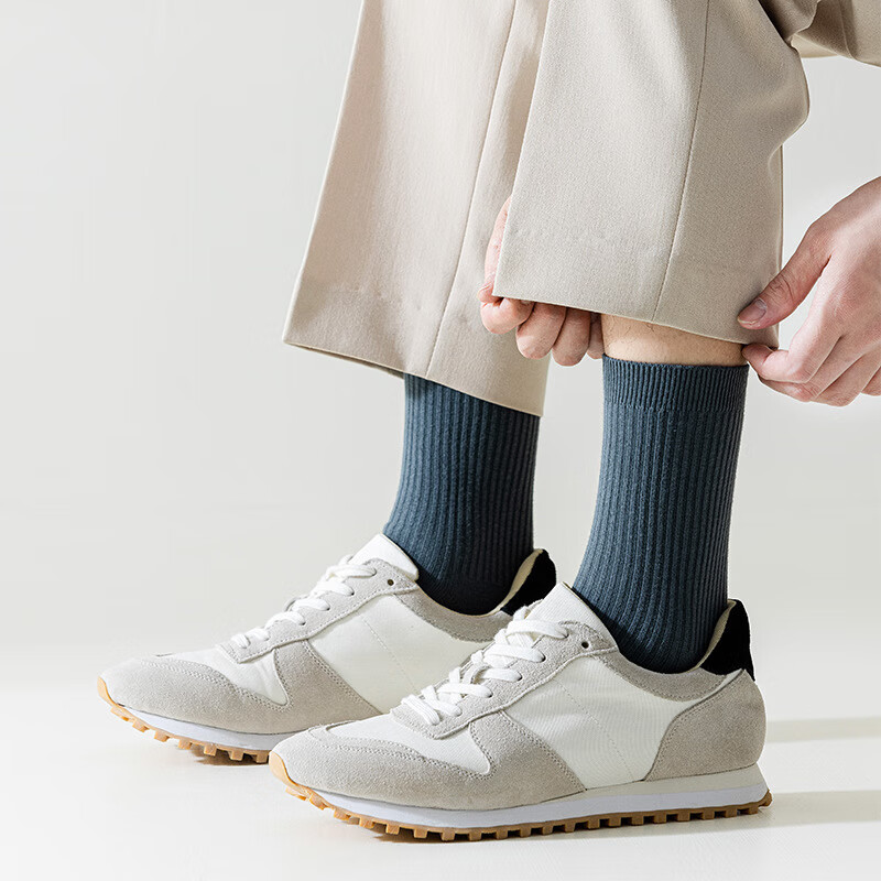 袜子男长筒秋冬加厚黑白色女春夏短运动纯双针棉袜吸汗防臭诸暨B 男袜黑色双针长袜 5双 均码