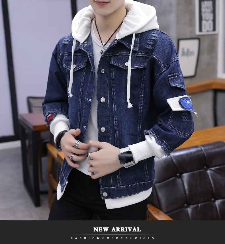 蝴蝶速 butterfly speed网红牛仔外套男春秋新款工装衣抖音直质量潮牌