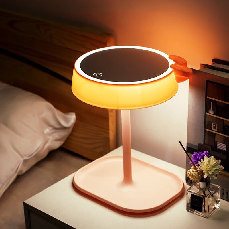 槿瑰三色光led化妆镜带灯镜面台式宿舍家用桌面便携礼物可爱化妆 三色