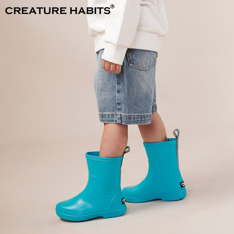 CREATURE HABITS儿童雨鞋男孩防滑轻便宝宝雨靴水鞋女童防水雨鞋套 黑色 36 ，35-36码，内长(23.7cm) 京东折扣/优惠券