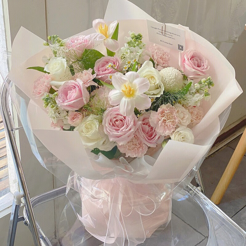 同城配送绣球郁金香混搭生日花束荔枝玫瑰北京深圳 韩式混搭花束-m