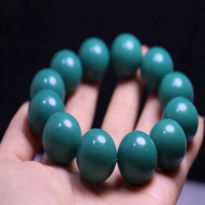 锦鼎湖北原矿玉化料高瓷高色绿松石手串手链天然品质附证书