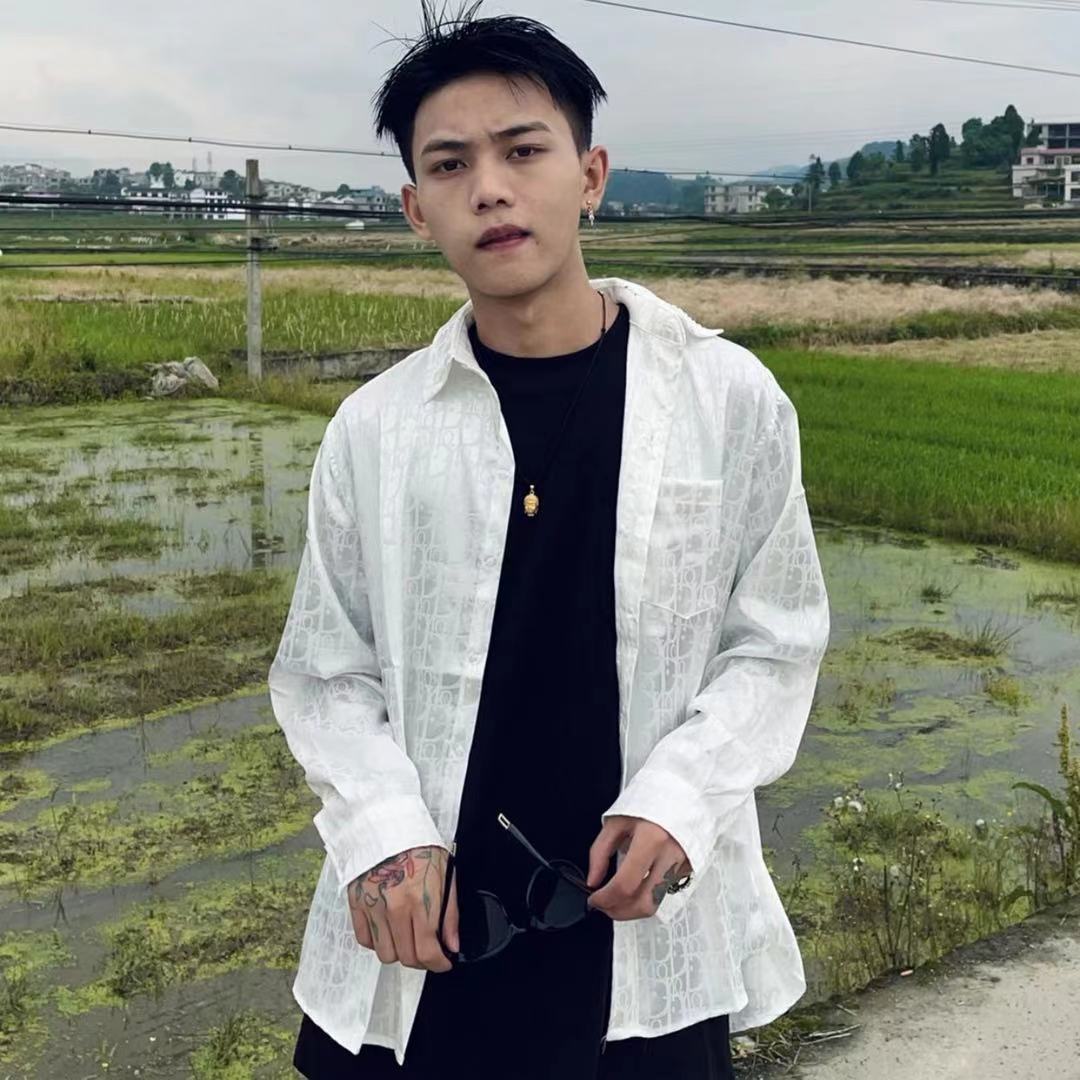 wassup uosne夏季快手网红潮男花百万同款衣服韩版宽松社会小伙衬衫