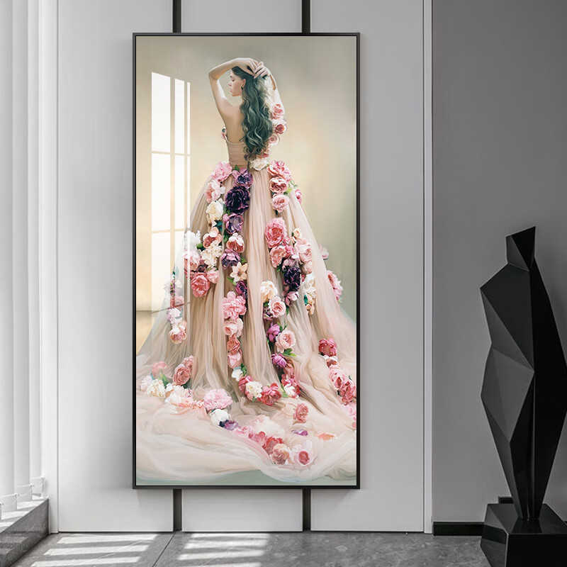 青鸟飞鱼过道装饰画北欧现代玄关装饰画唯美婚纱美女人物挂画客厅走廊