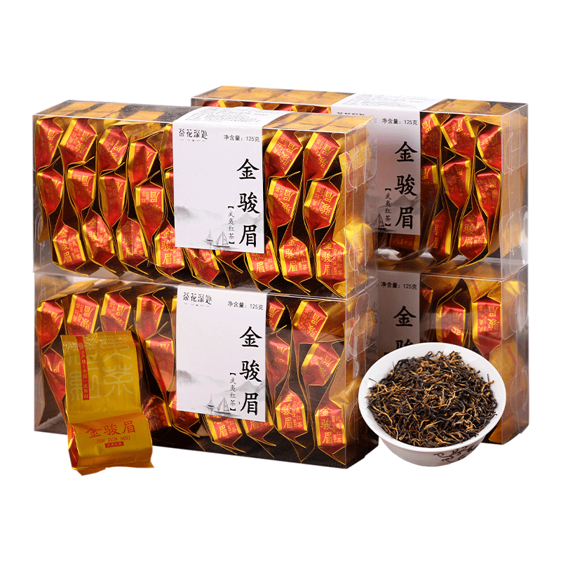 金骏眉红茶茶叶100小包500克袋装口粮茶4盒装蜜香型拍一份就是四盒武夷山桐木关生态好茶