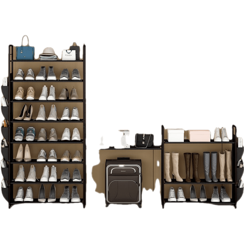 索尔诺 鞋架门口多层简易鞋架子防尘网红鞋柜收纳鞋架宿舍放家用室内门后单排好看经济型xj0804 黑古铜-xj0804