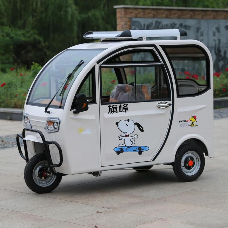 全封闭电动三轮车载客电瓶车家用接送孩子新款女士新能源篷车 两开门
