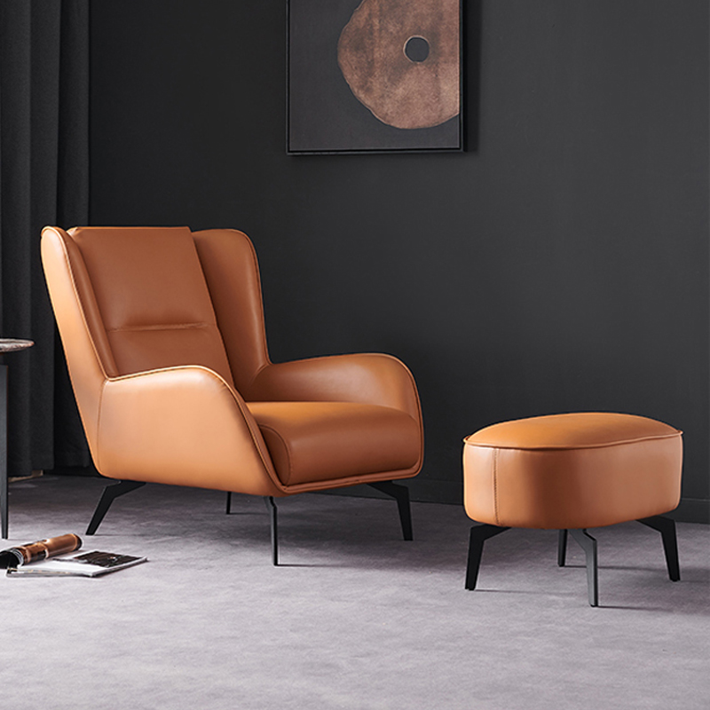 从左 单人沙发椅 意式极简懒人沙发头层牛皮设计师简约现代客厅皮艺