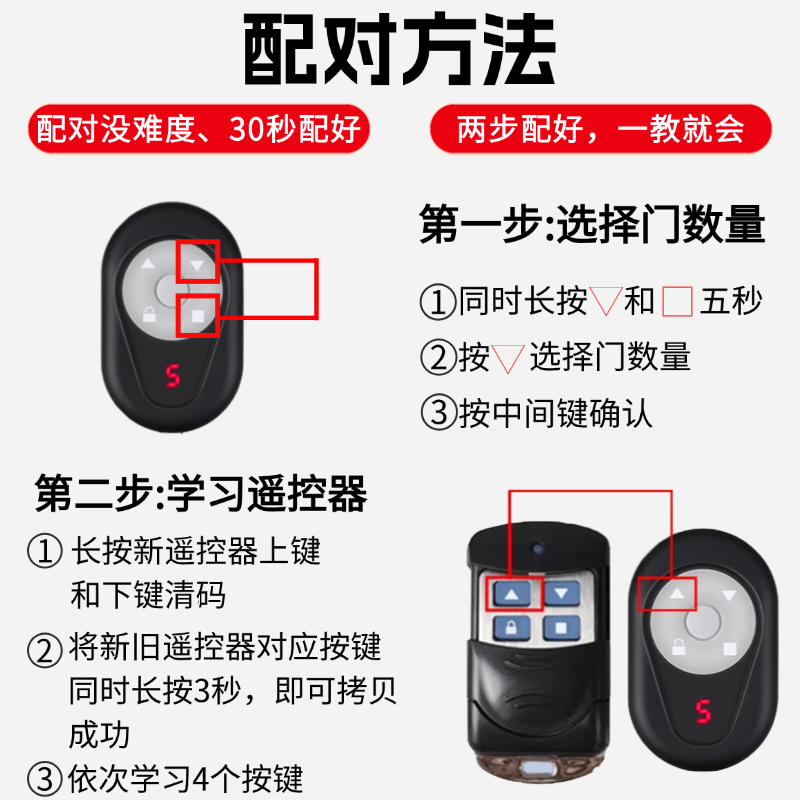 麒石多合一卷帘门五合一遥控器电动卷闸门车库门伸缩门自动门纽扣电池 天空蓝五合一