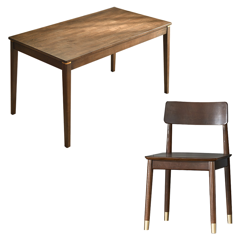 家逸餐桌实木餐桌椅组合新中式歺桌饭桌家用吃饭桌子餐厅家具一桌四椅
