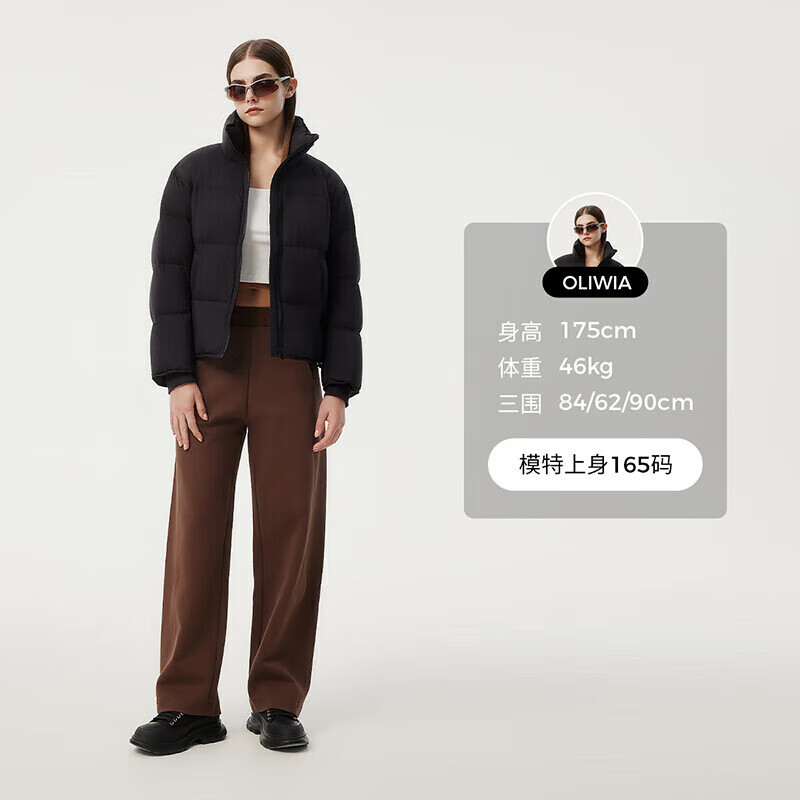 坦博尔小个子穿搭羽绒服女短款立领宽松保暖外套 黑色 M (165)