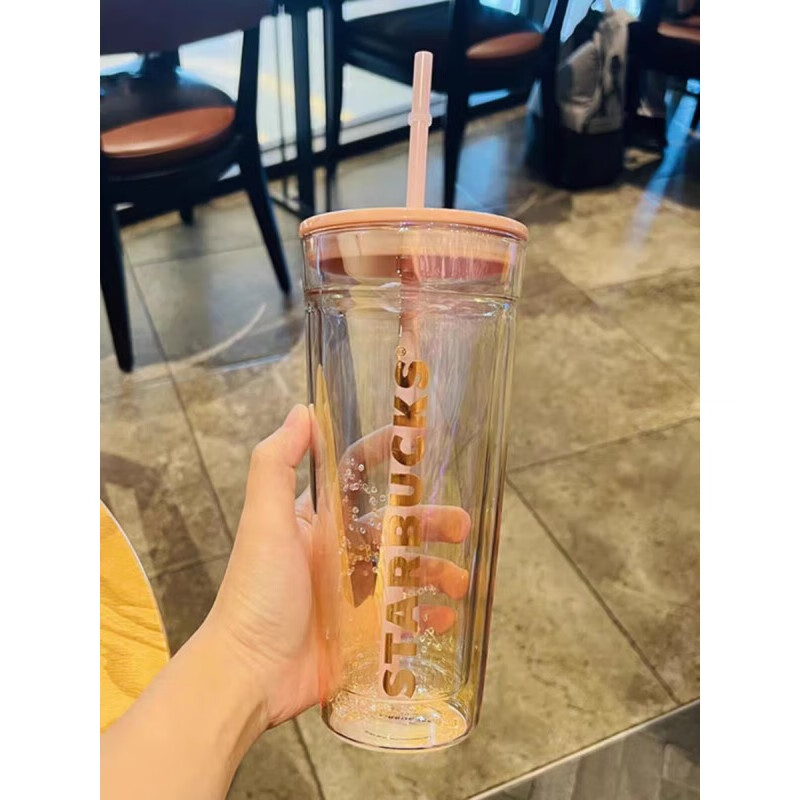 星巴克万圣节黑蘑菇吸管杯 办公室伴手礼玻璃杯男女克杯创意礼物 万圣