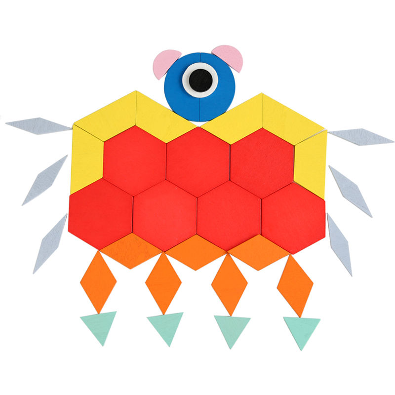 园中班材料蒙氏早教宝宝3几何形状拼图儿童5岁 180片 16个图案(盒装)