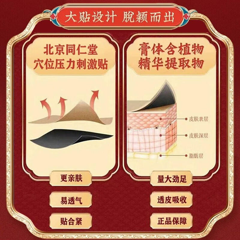 北京同仁堂坐骨神经疼痛贴膏腰椎间盘压迫神经腿疼腰疼屁股痛尾椎骨疼大小腿后外侧疼坐骨神经疼痛膏药贴 1盒装【8贴】