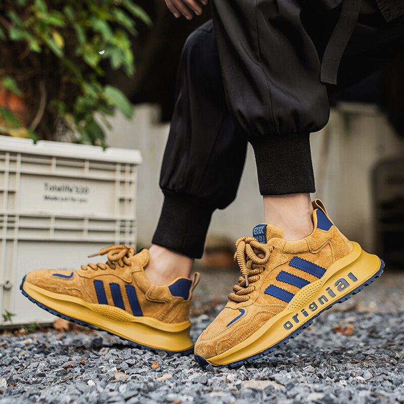 罗宾赐轻奢男鞋夏季新款老爹鞋男休闲鞋厚底增高鞋子男2026软底运动鞋 驼色 【高端男鞋】 39