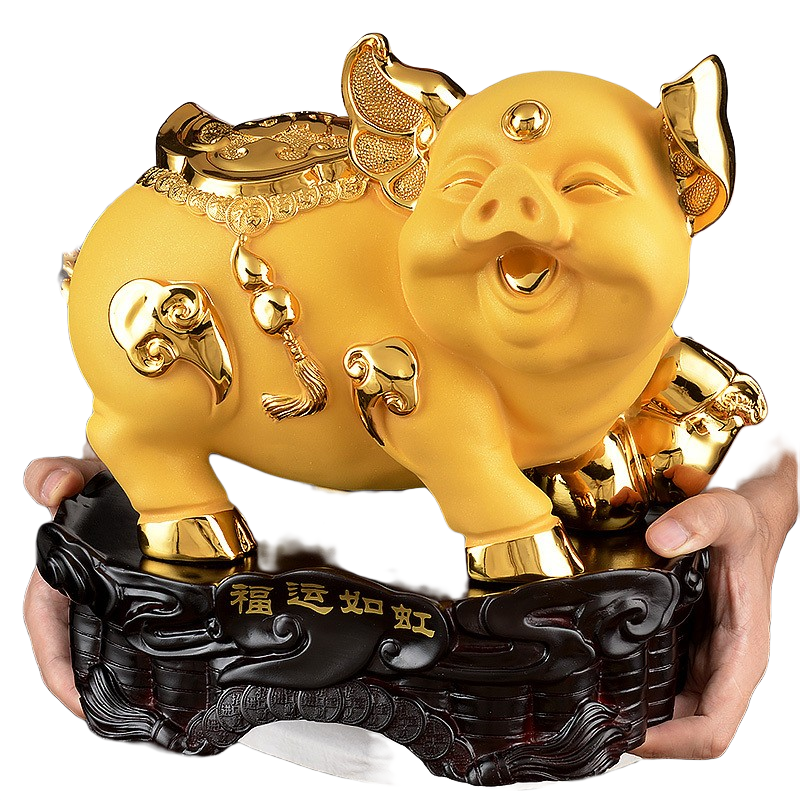聚善緣 金豬擺件福運如虹豬年吉祥物擺件 十二生肖豬擺件創(chuàng )意實(shí)用 家居客廳酒柜裝飾品 店鋪開(kāi)業(yè)送禮 福運如虹豬22*16*21厘米