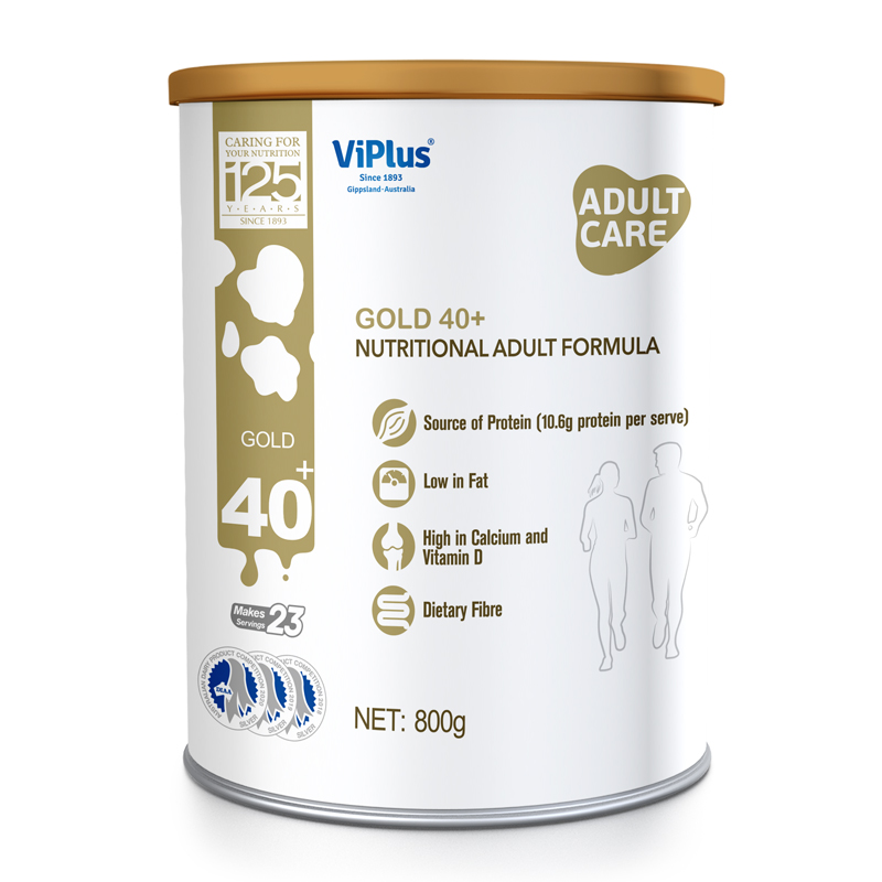 维爱佳(viplus)原装进口 金装40 成人中老年奶粉 高钙低脂 无蔗糖 800