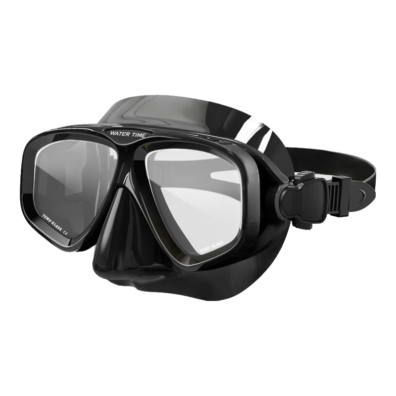 WaterTime 蛙咚 潜水镜 浮潜面具 成人装备护鼻蛙镜 黑色