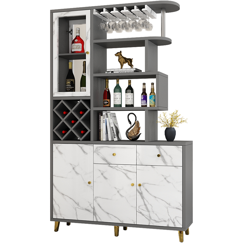 凯帝格 酒柜客厅玄关柜轻奢隔断柜双面屏风柜进门玄幻柜带玻璃间厅柜 意式轻奢岩纹灰色 1米