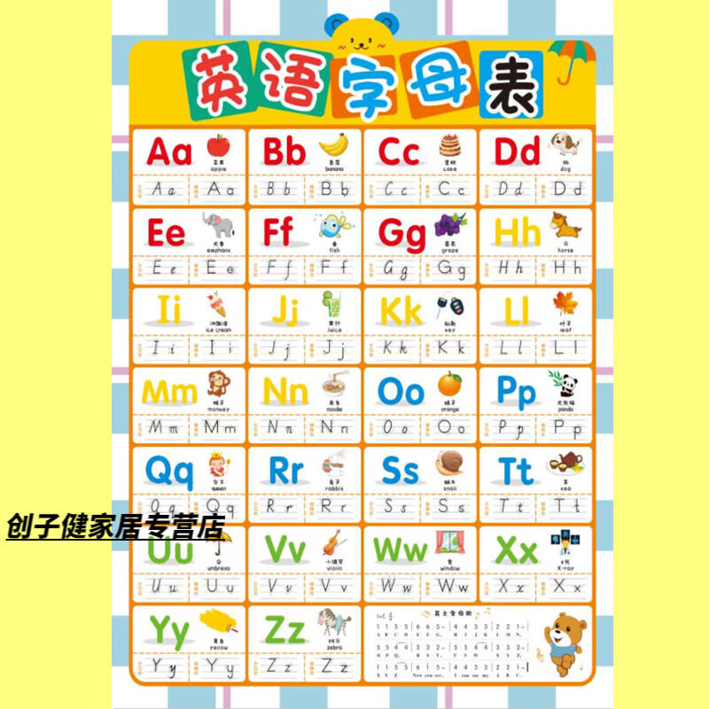 创京懿选正确26大小写字母表 墙贴abc大小写标准书写格式表26个英文