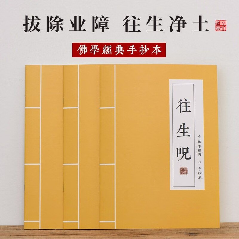 往生咒空心抄经本金色笔芯手抄本抄写本练字帖套装硬笔简体横版 单本往生咒+20笔芯+1笔杆+1经袋