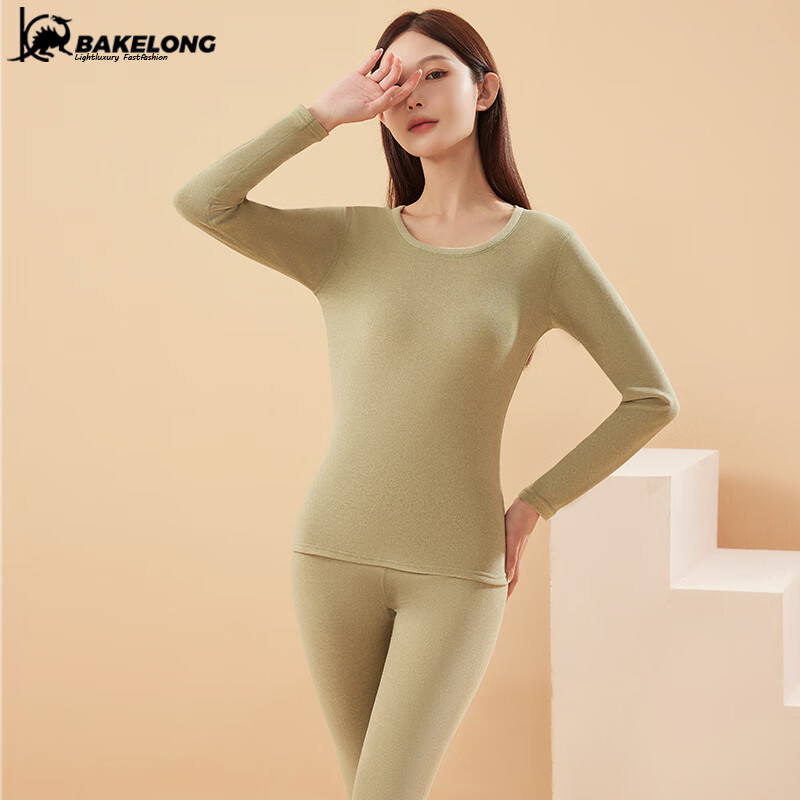 巴克龙(bakeLong)新款羊绒蚕丝保暖内衣套装女面加绒情侣男士秋衣秋裤羊毛打底衫 男款-黑色 XL