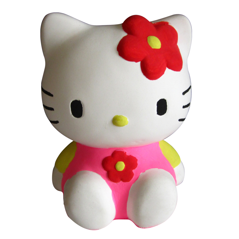 石膏娃娃涂色玩具情侣手工公仔可爱凯蒂生日 坐姿kitty猫白坯 颜料