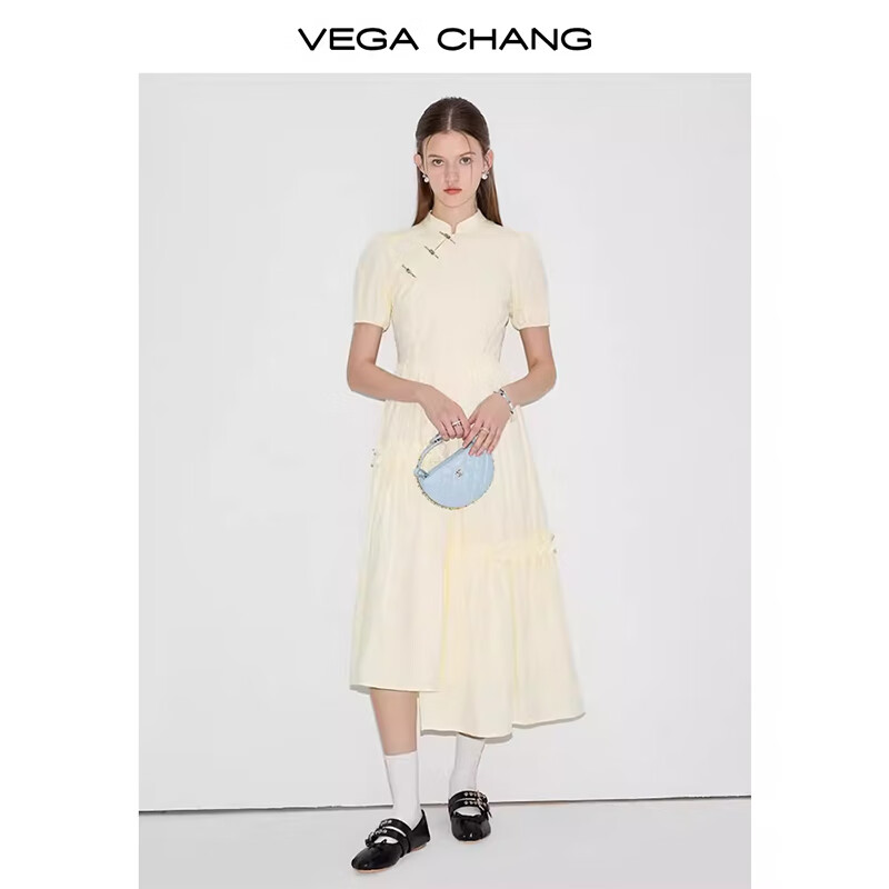 VEGA CHANG����ʽ����ȹŮ2025�ļ��¿������Ƹ��Ứ��ɫ��ȹ ǳ��� S