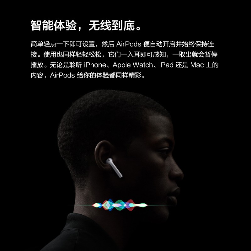 蘋果（Apple） airpods2蘋果無線藍(lán)牙二代耳機(jī) 支持iPad Pro3代教育優(yōu)惠免息分期 【官方標(biāo)配】 AirPods 2代【有線充電盒】