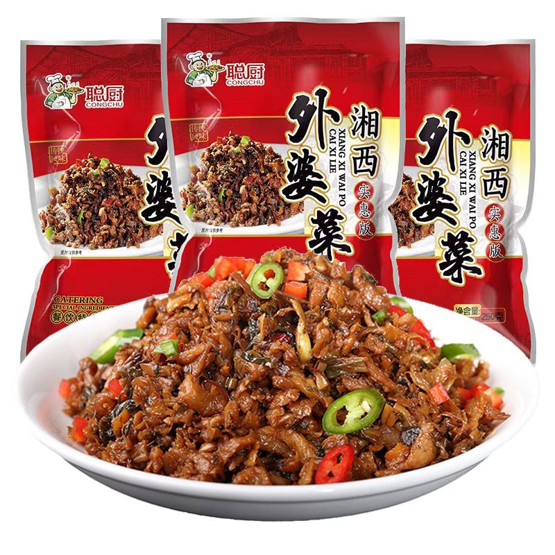 聪厨湘西外婆菜 湖南特产酱腌菜免洗免切炒制下饭菜 外婆菜250克*4袋