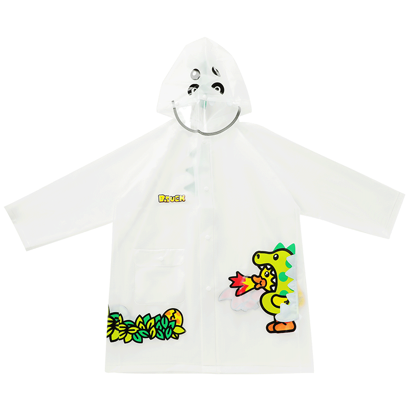 bduck小黄鸭儿童雨衣男童女童卡通小恐龙幼儿园宝宝雨披户外儿童小