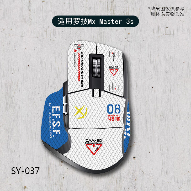 适用罗技MX Master3 3S鼠标防滑贴大师系列全包防吸汗耐刮带背贴 -SY-037白色高达白色 罗技MX master 3/3s防滑贴