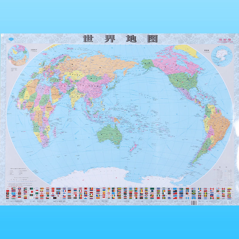 高清中国世界地图全新全国各省份地图行政教育防水覆膜墙贴画 106*76