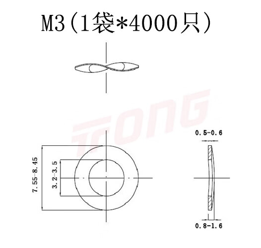 久聚和din137b304不锈钢波形垫圈四波峰弹性垫片波浪型平垫片m3-m12