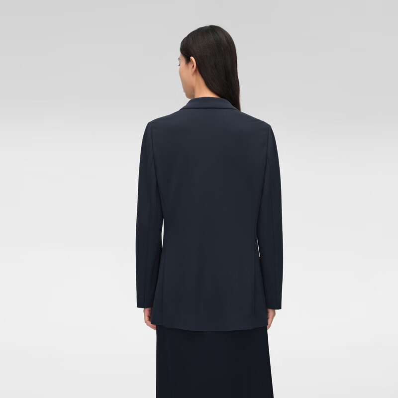 OVV2024春夏新款女装修身一粒扣平驳领简约单件西服外套 藏青（净色）06 L
