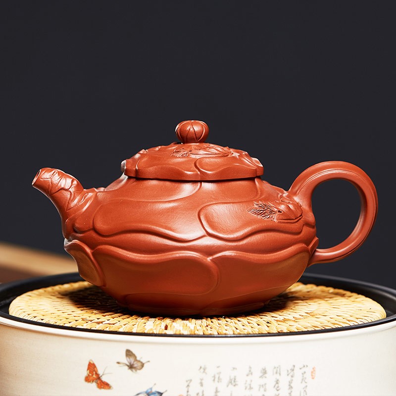 尊壶 宜兴紫砂壶手工茶具风卷葵茶壶大红袍泥礼品收藏泡茶器 风卷葵