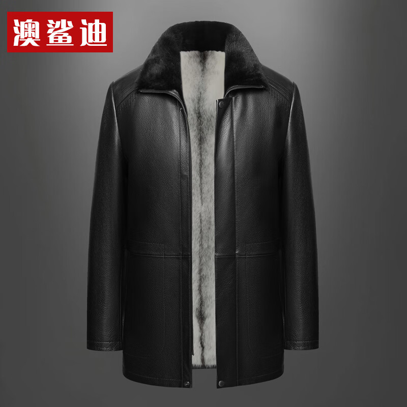 皮草男商务翻领中长款头层鹿皮真皮皮衣冬季貂皮大衣皮克服外套皮夹克