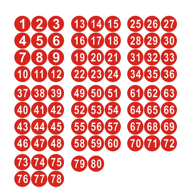 竹特 防水pvc数字贴(1到60 )10cm 2组 号码贴纸编号餐桌号活动序号