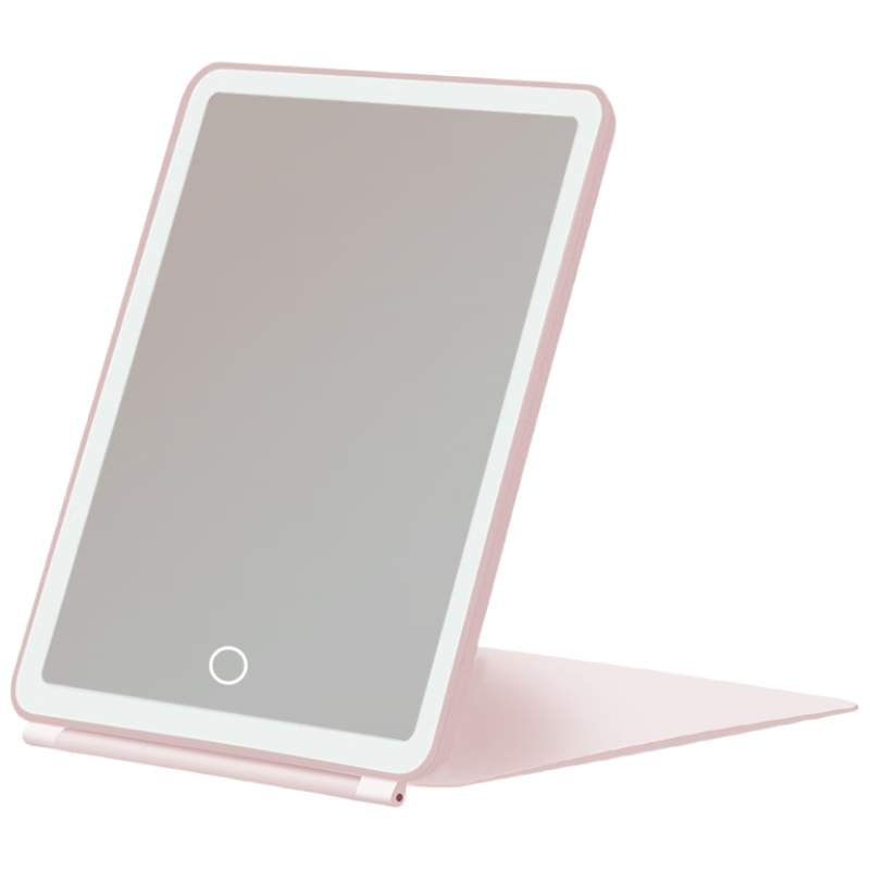 米波迪（Meebordi）镜子化妆镜led带灯便携折叠桌面梳妆镜觅旅行化妆镜补光镜美妆镜美容仪生日礼物女生 樱花粉 保价