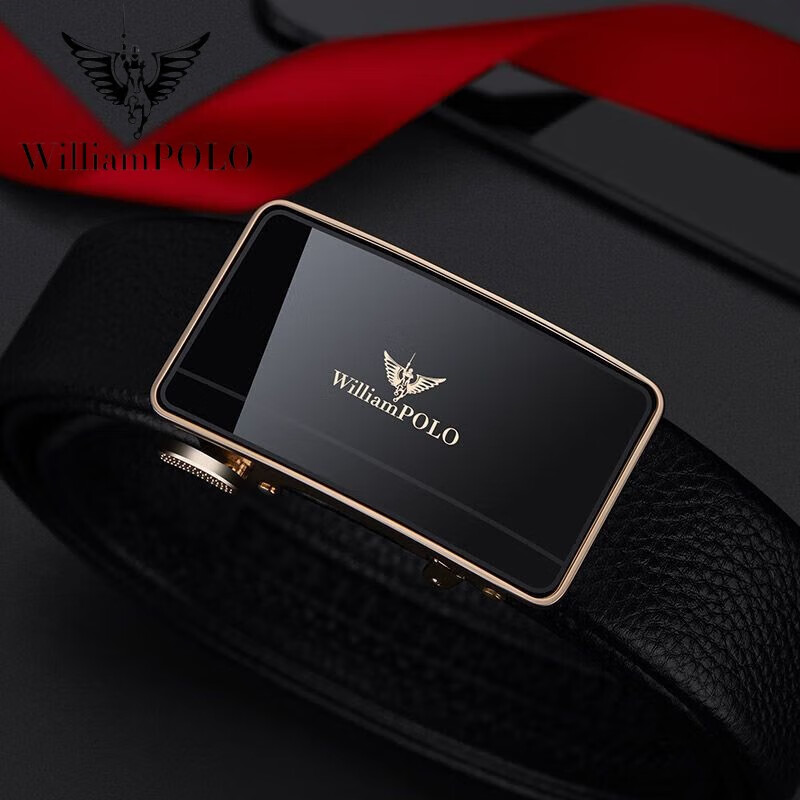 polo)【保罗】polo真皮自动扣皮带男头层牛皮商务腰带高档百搭裤带