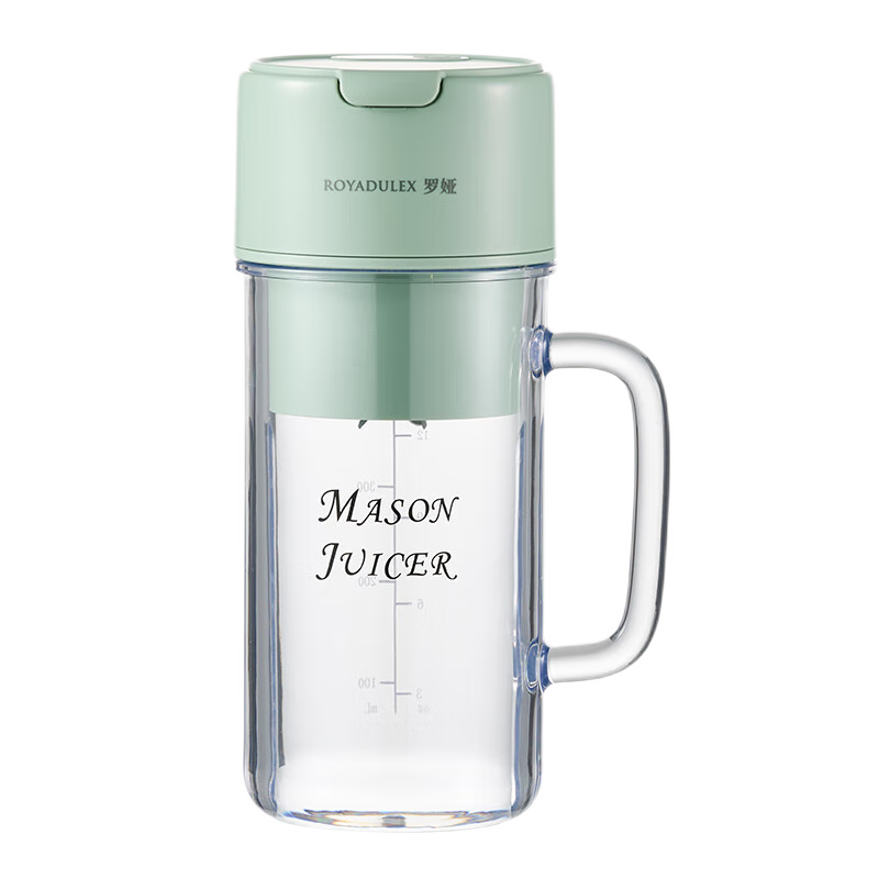 罗娅16叶刀头榨汁杯无线便携式榨汁机 升级电量显示 小型果汁杯果汁机电动随行杯打冰沙碎冰搅拌杯 北欧绿-电量显示款