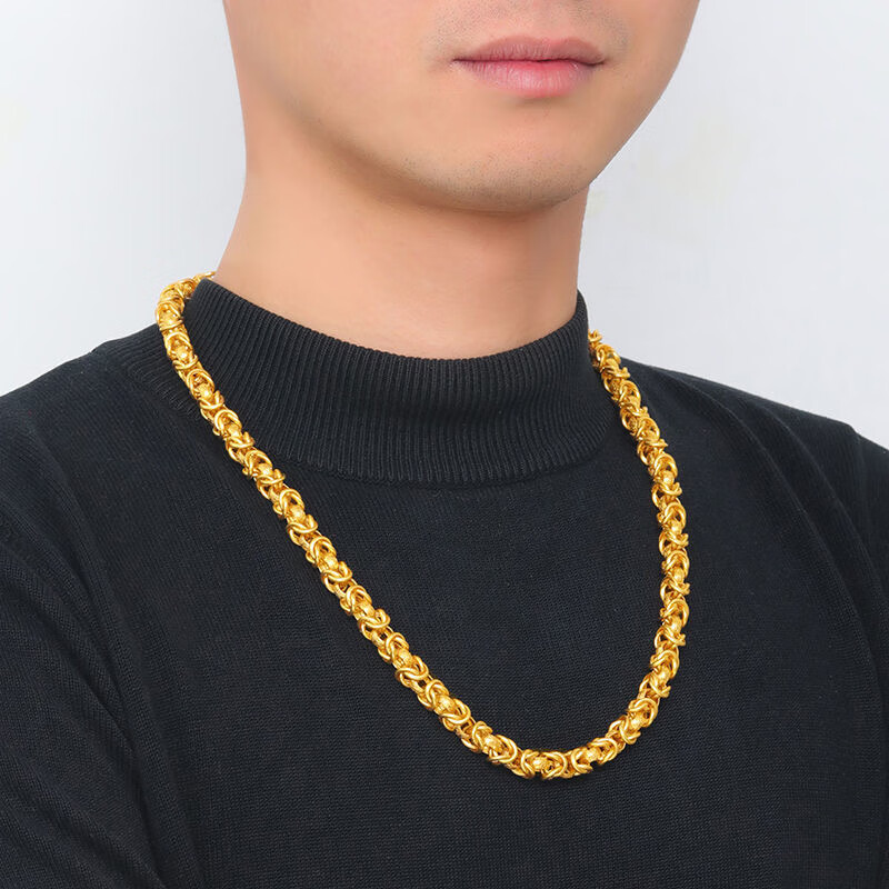 可颖足金999黄金龙骨龙头粗金包银项链男实心大金链子霸气金店不掉色
