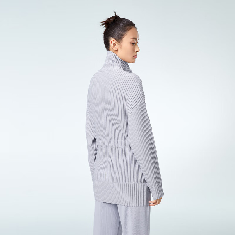 OVV【高级运动系列】2023春夏新款女装丝毛混纺立领针织外套 紫灰净色05 L